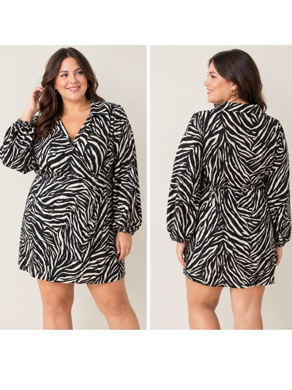 Boohoo Black & White Zebra Wrap Dress